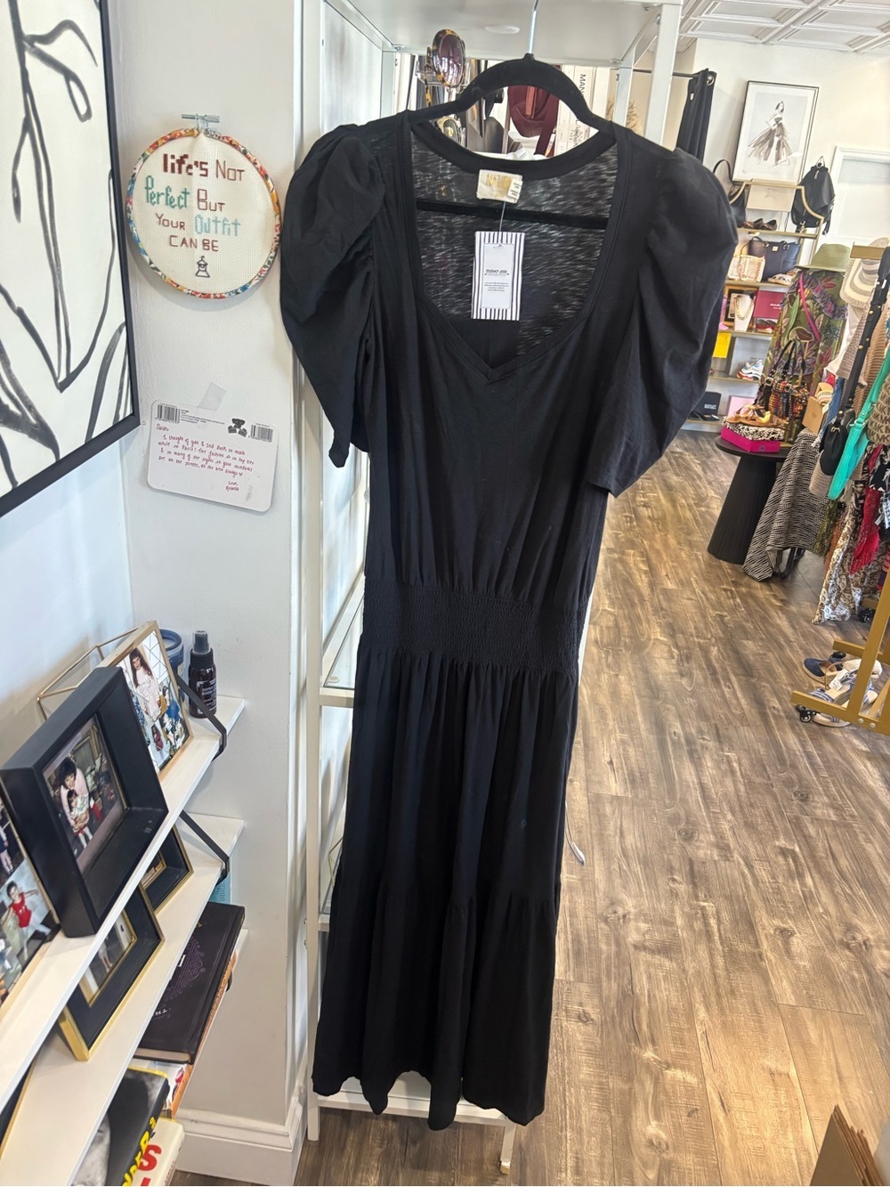 Nation Black Puff-Sleeve Maxi Dress